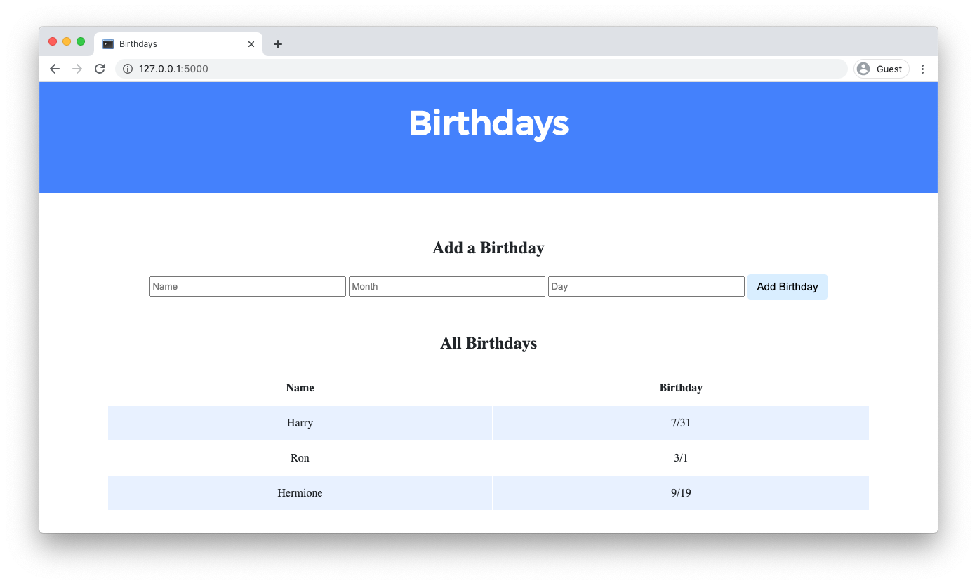 screenshot of 生日 website